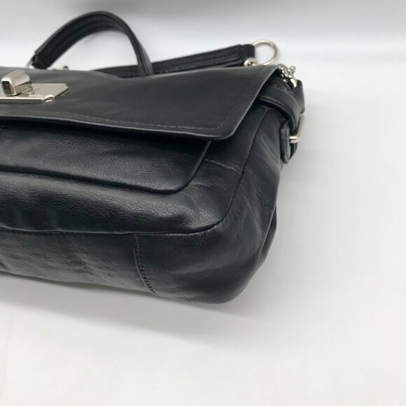 Coach Black Leather Chelsea Turn Lock Flap Shoulder Bag 17825 - Picture 6 of 11